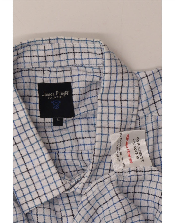 JAMES PRINGLE Mens Flannel Shirt Large Blue Check Polyester Vintage James Pringle and Second-Hand James Pringle from Messina Hembry 