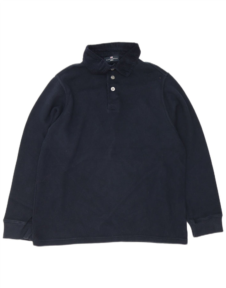 Marks & Spencer Polo de manga larga azul Harbor para hombre de algodón azul marino medio
