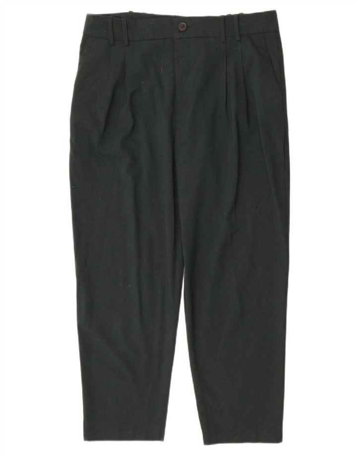 Zara Mujer Pantalón Cropped Pegged XL W36 L26 Poliéster Verde