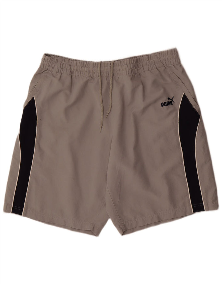 Puma Pantalones cortos deportivos para hombre XL Gris Colorblock Poliéster