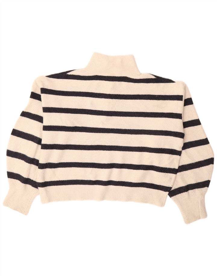 FRENCH CONNECTION Suéter corto con cuello y cremallera para mujer UK 10 Small White