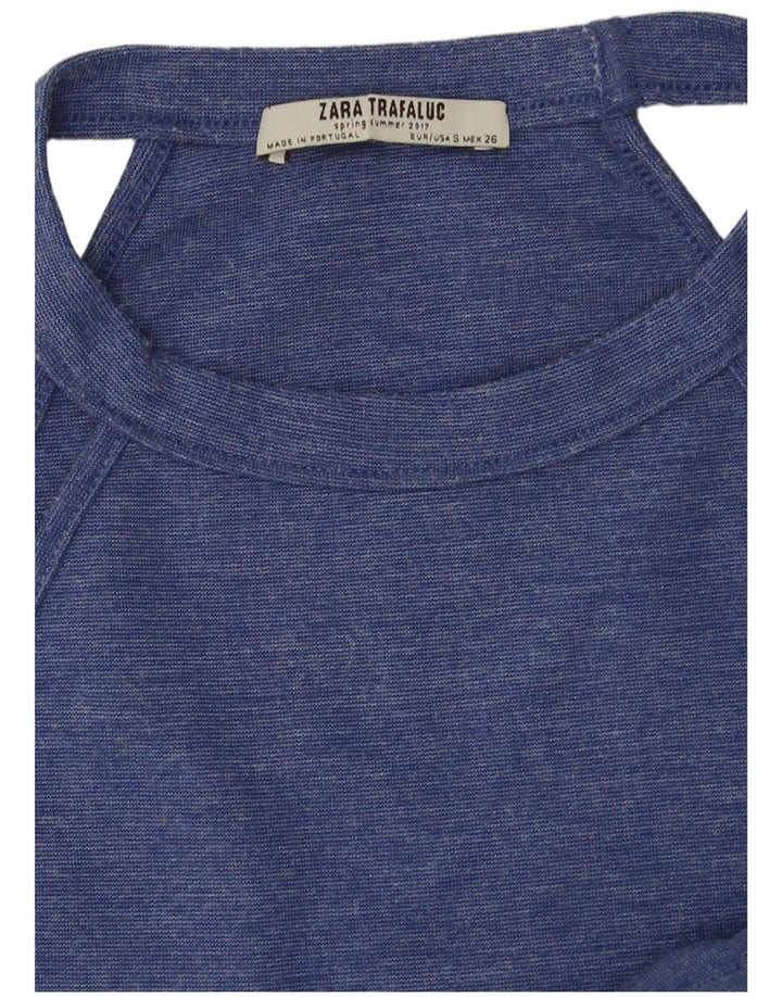 Zara Mujer Crop Halter Top UK 10 Small Azul