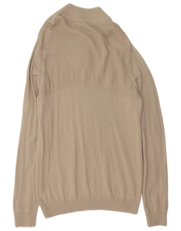 Crew Clothing - Jersey con cuello y botones para hombre, talla XL, lana de cordero gris
