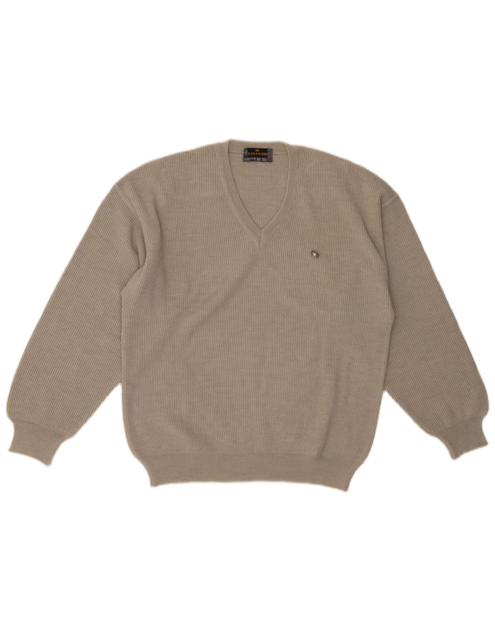 IL GRANCHIO Jersey Con Cuello En V De Lana Beige Medio Hombre