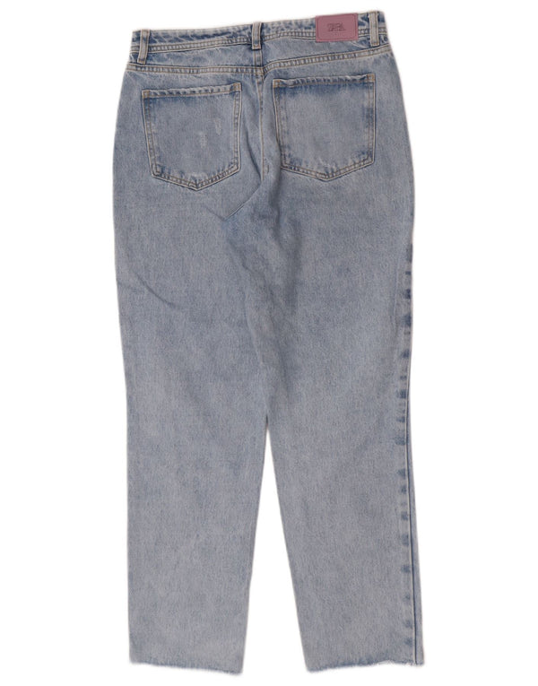 Zara Vaqueros desgastados de cintura alta para mujer EU 34 2XS W24 L27 Algodón azul