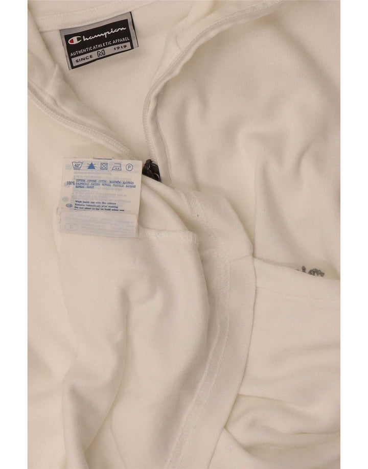 Champion Top con cuello y cremallera para mujer, manga larga, UK 44, algodón blanco mediano