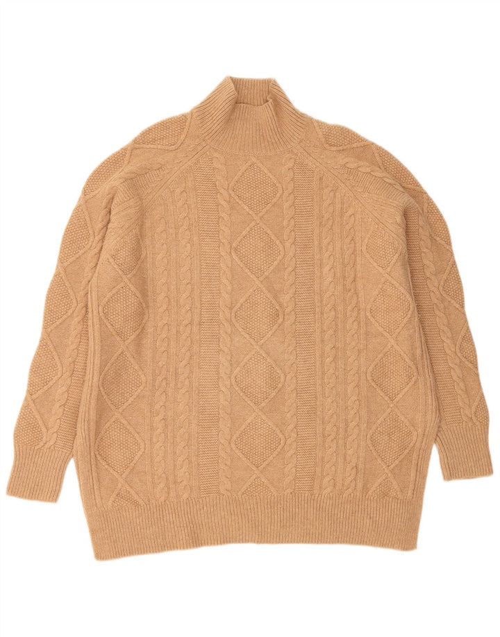 Reiss Suéter extragrande con cuello de tortuga para mujer UK 44 Lana marrón medio