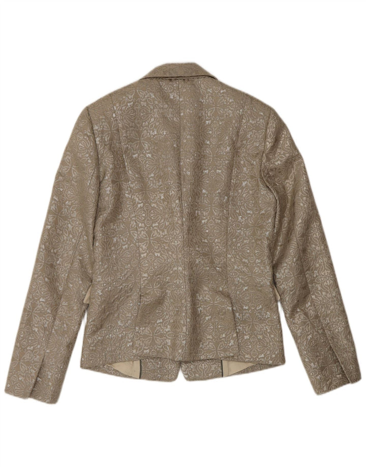 Stefanel Chaqueta Blazer De 1 Botón Para Mujer EU 38 Poliéster Paisley Beige Medio