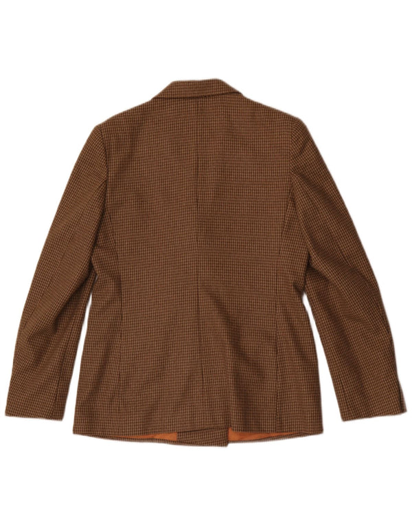 Vintage Womens Double Breasted Blazer Jacket UK 12 Medium Brown Houndstooth