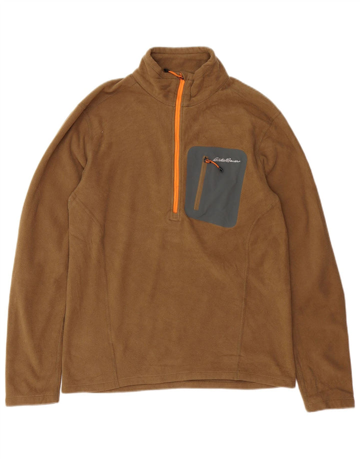 Eddie Bauer Jersey Polartec con Cremallera y Cuello para Hombre, tamaño pequeño, poliéster Beige