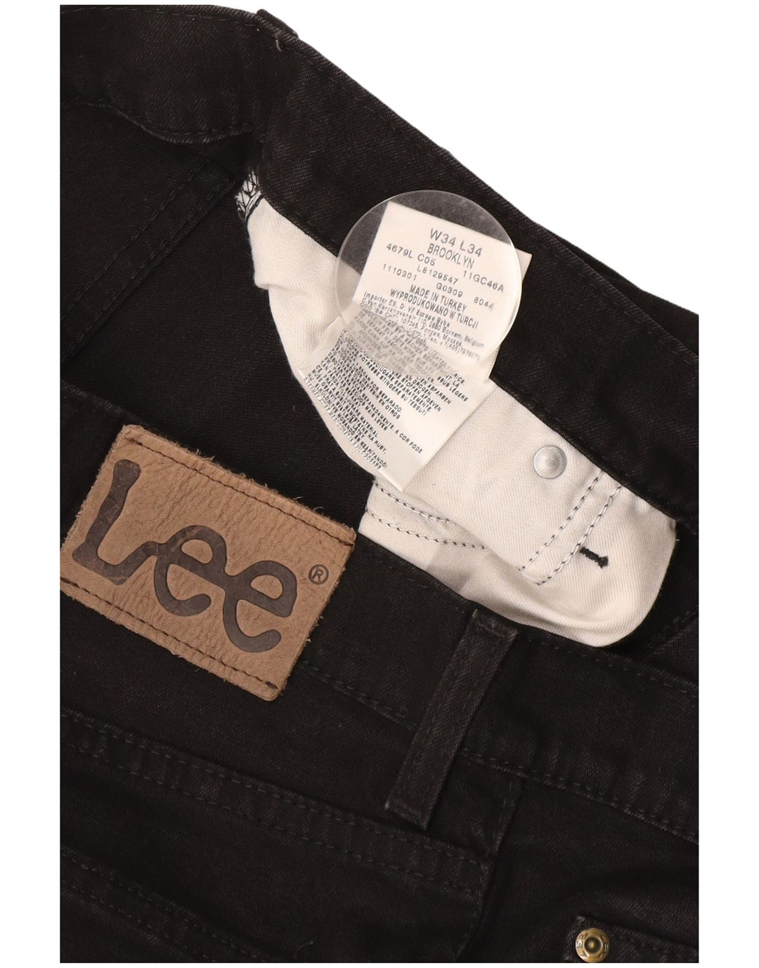 Lee Vaqueros Rectos Brooklyn para Hombre W34 L30 Algodón Negro