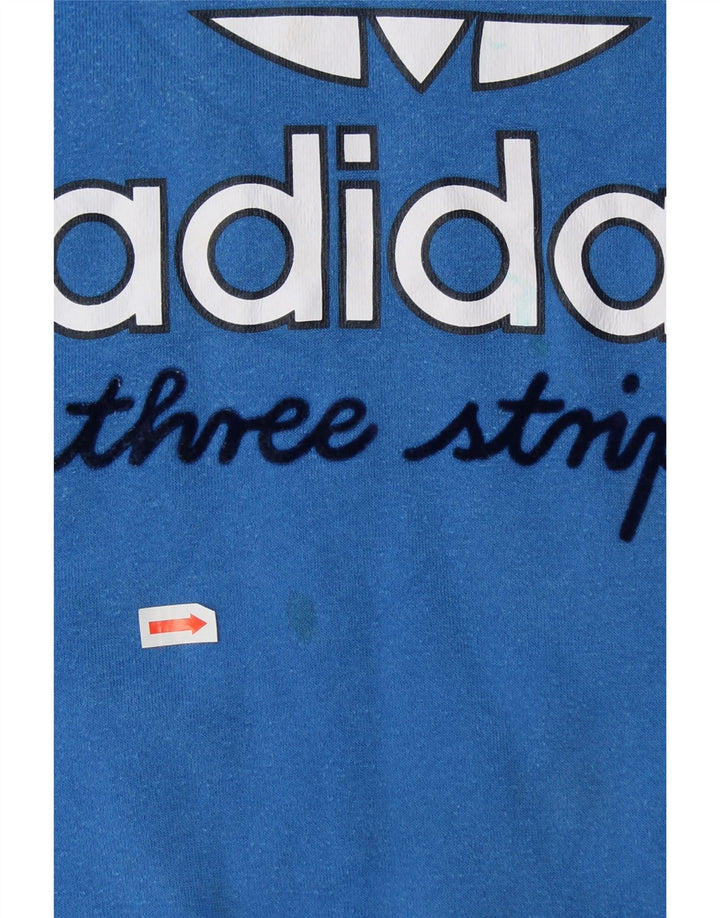 ADIDAS Boys Three Stripes Graphic Sweatshirt Jumper 11-12 Years Blue Vintage Adidas and Second-Hand Adidas from Messina Hembry 