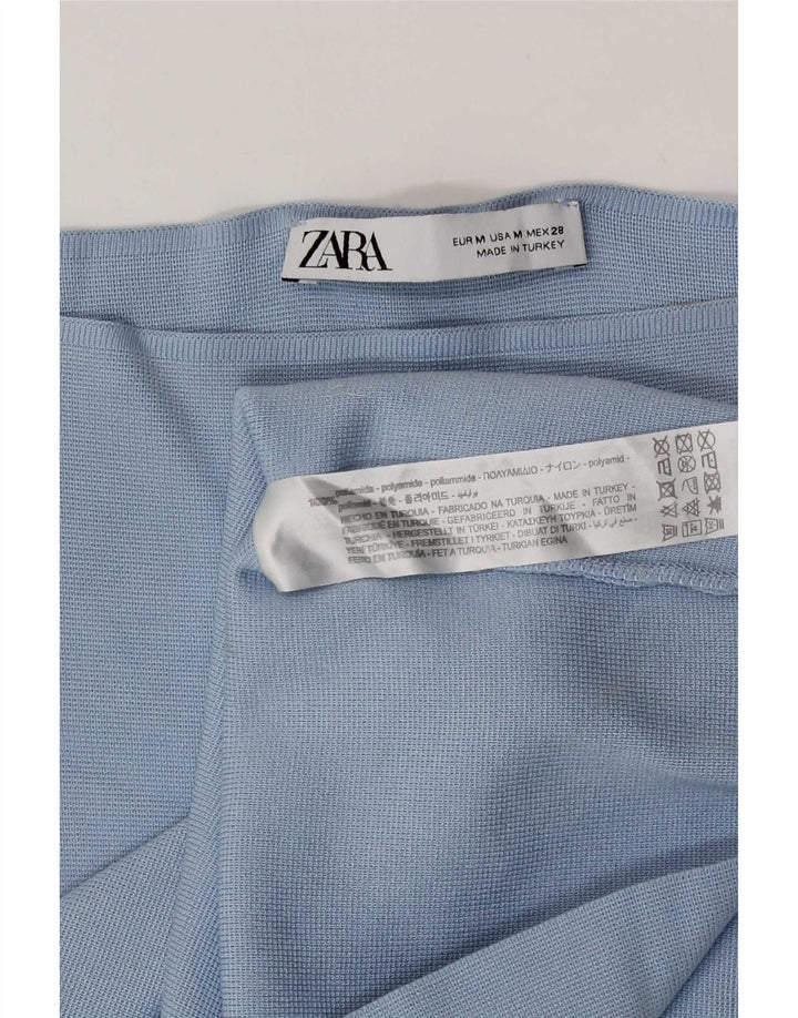 Zara Mujer Top Corto Con Hombros Descubiertos Reino Unido 42 Poliamida Azul Medio