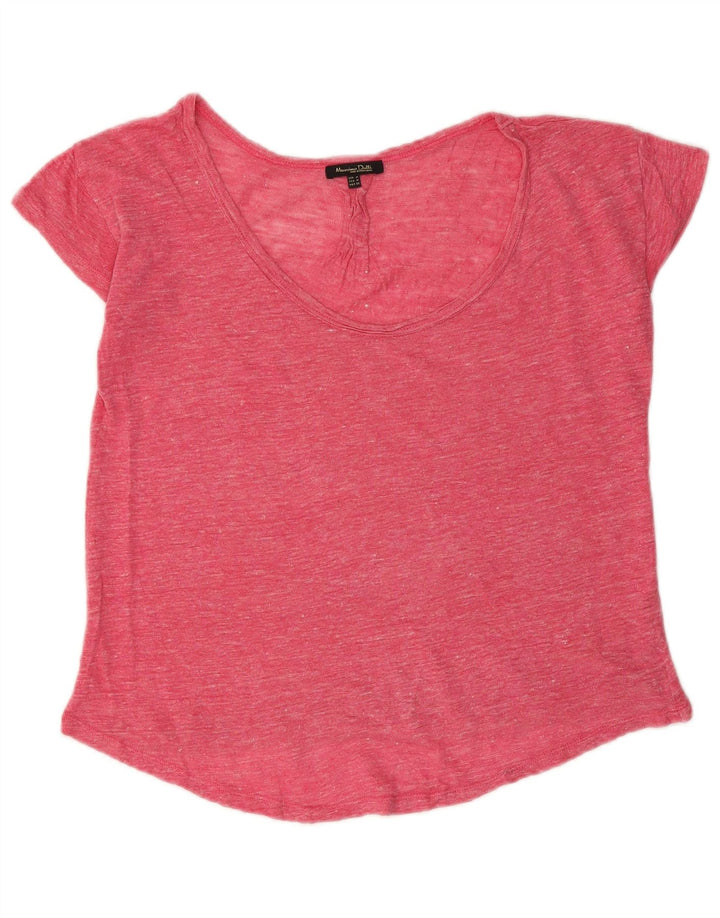 Massimo Dutti Camiseta Mujer Top UK 44 Medio Rosa Moteado