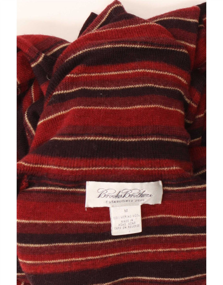 Brooks Brothers Suéter tipo jersey con cuello vuelto para mujer, talla 40, talla mediana, color rojo a rayas