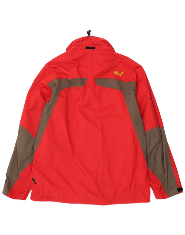 Jack Wolfskin Chaqueta impermeable para hombre UK 48 2XL Rojo Colorblock Poliamida