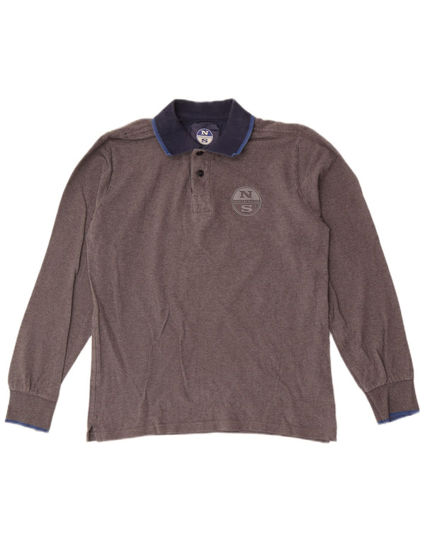 North Sails Polo De Rugby De Manga Larga Para Hombre Pequeño Algodón Gris