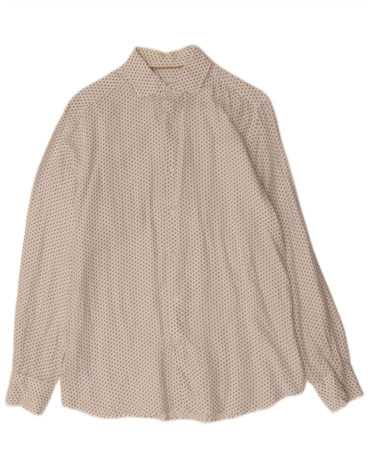 Camisa Massimo Dutti Hombre Mediana Lino Lunares Blanco