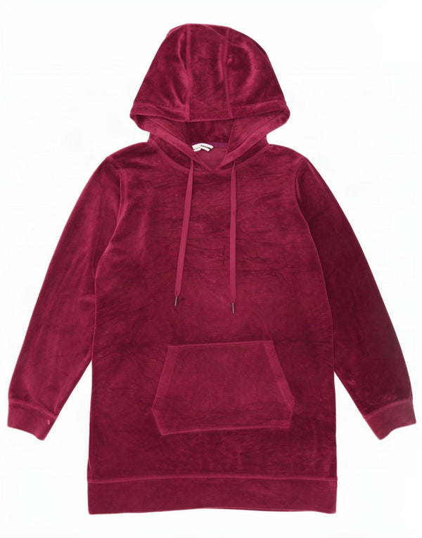 Dkny Jersey con capucha de terciopelo gráfico para mujer UK 46 Grande Poliéster burdeos