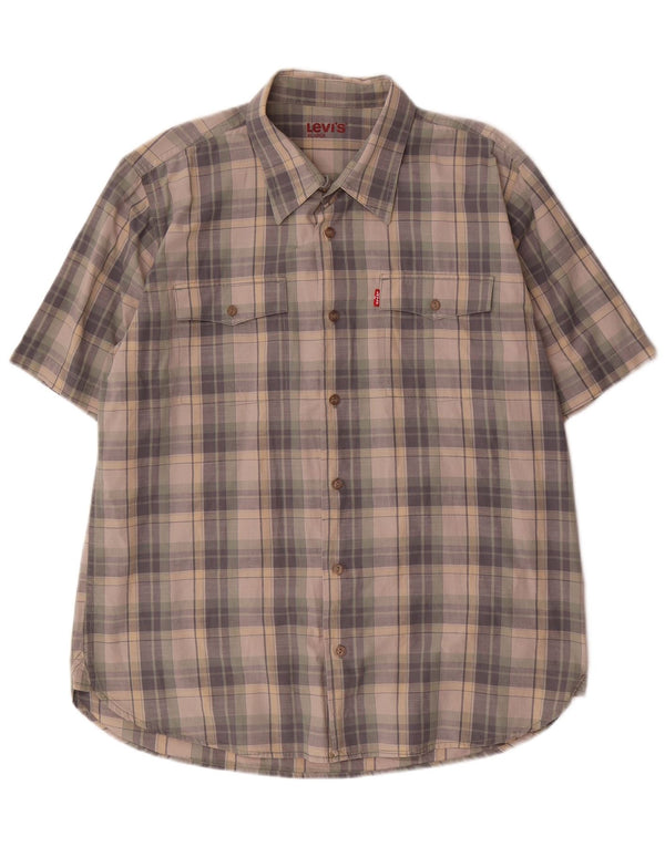 Camisa Levi's Hombre Manga Corta XL Gris Cuadros Algodón