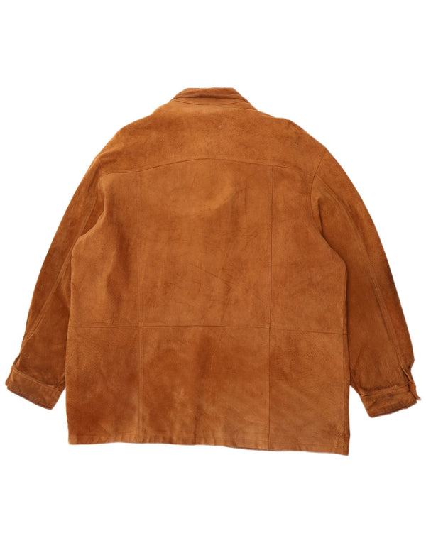 Vintage hombres sobrecamisa ante camisa IT 58 2XL Marrón