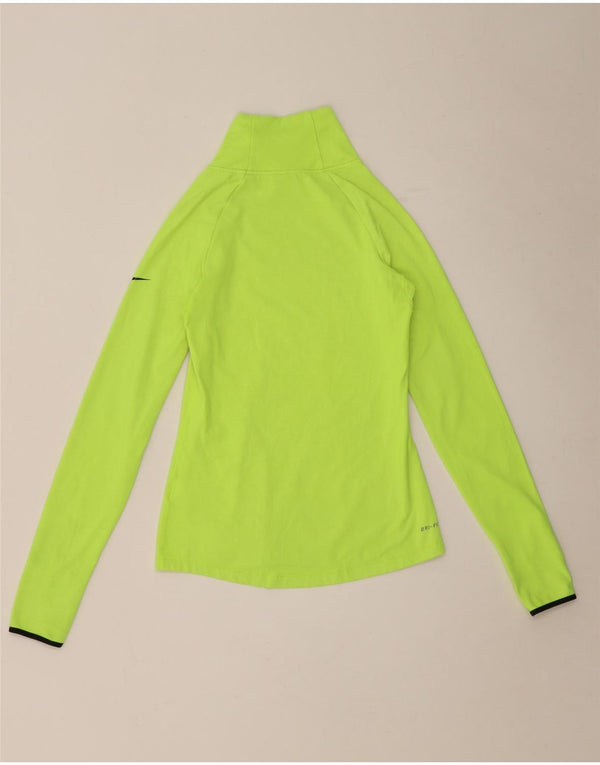 Nike Mujer Dri Fit Zip Neck Top Manga Larga UK 8 Small Verde