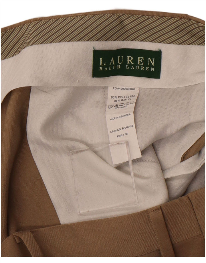 RALPH LAUREN Mens Straight Suit Trousers W36 L26 Beige Polyester