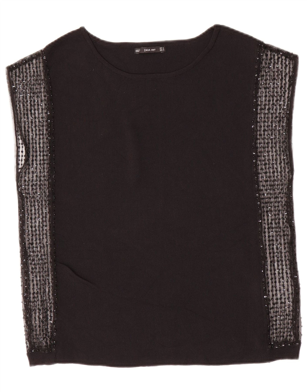 Zara Mujer Blusa Sin Mangas Top UK 42 Medium Negro