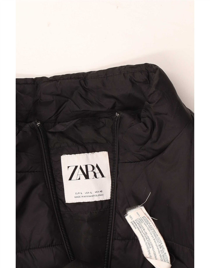 Zara Mens Chaqueta Acolchada UK 40 Grande Nylon Negro