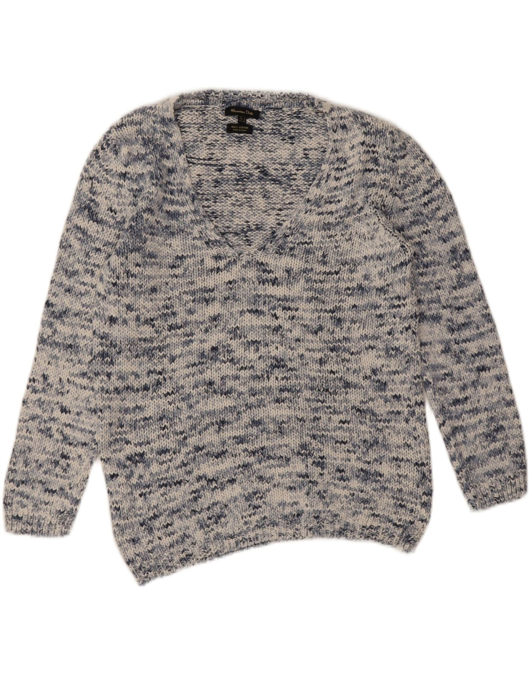 Massimo Dutti Jersey con Cuello en V para Mujer UK 40 Small Azul Moteado
