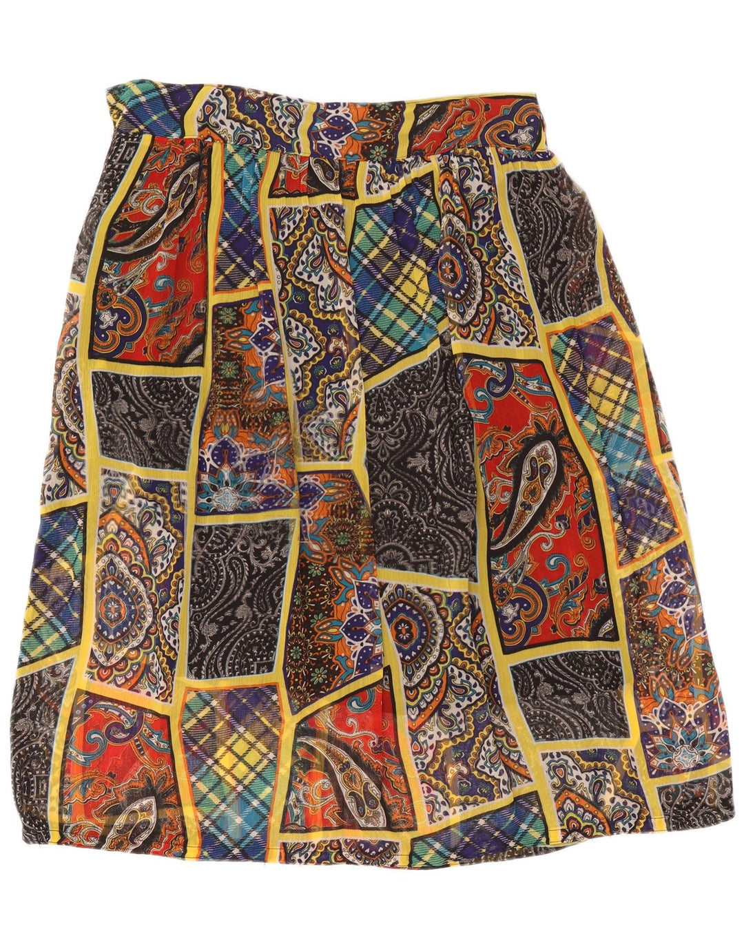 Vintage mujer A-Line falda W38 XL patchwork multicolor