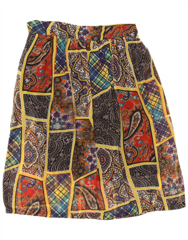 Vintage mujer A-Line falda W38 XL patchwork multicolor