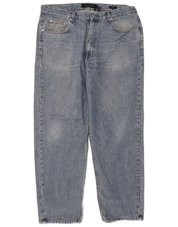 Calvin Klein Jeans rectos de ajuste fácil para hombre W38 L31 Algodón azul