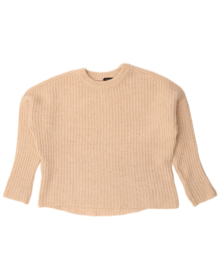 Zara Mujer Suéter De Cuello Redondo De Gran Tamaño UK 44 Medio Beige
