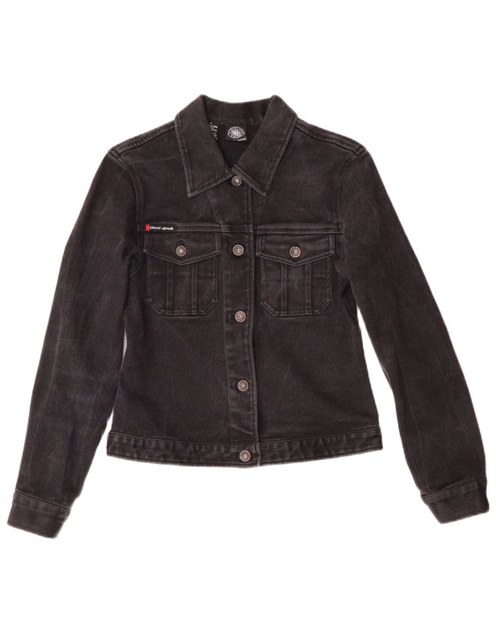 Dkny Chaqueta vaquera para mujer Petite Denim UK 6 XS Negro Algodón Clásico