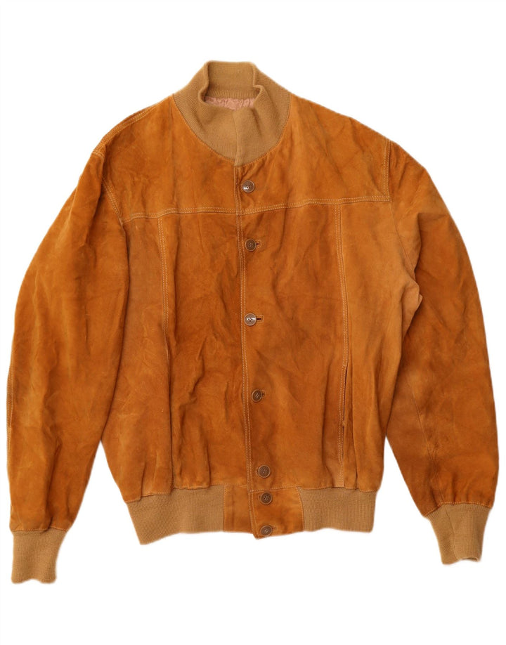 VINTAGE Chaqueta bomber de ante para hombre Reino Unido 40 Beige grande