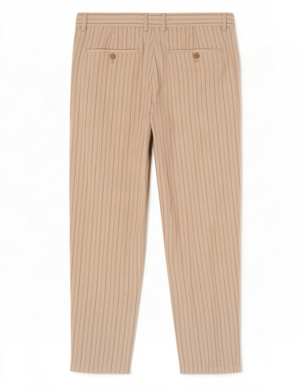Zara Mens Crop Chino Pantalones EU 40 Medium W31 L26 Blanco A Rayas