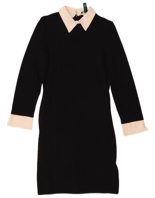 Ralph Lauren Vestido polo de manga larga para mujer UK 42 Medium Black Colourblock