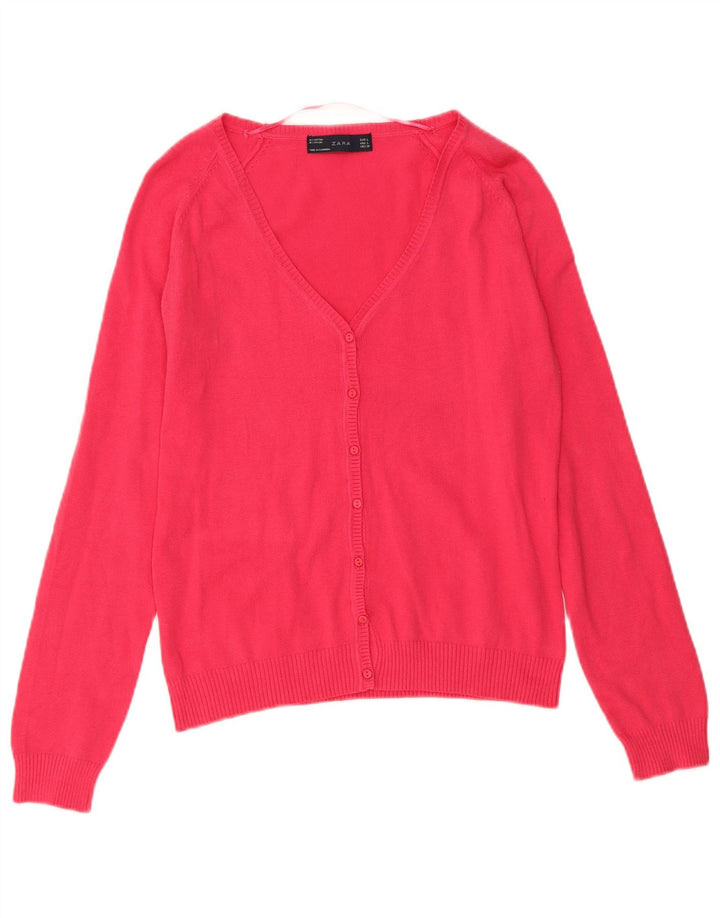 Zara Mujer Cárdigan Suéter UK 44 Grande Rosa
