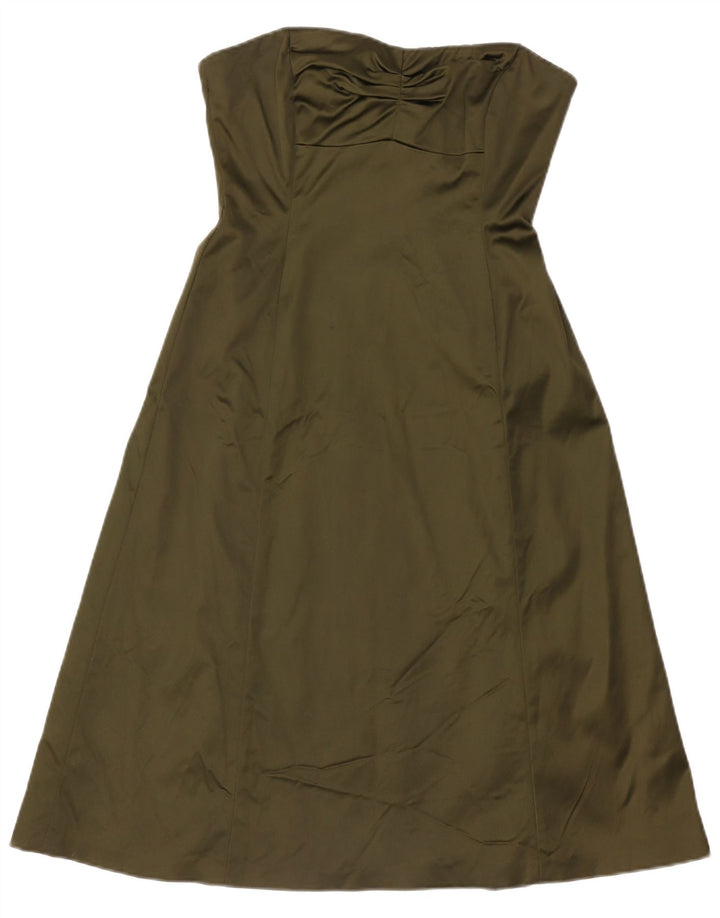 Vestido sin tirantes para mujer Coast UK 42 Acetato caqui mediano