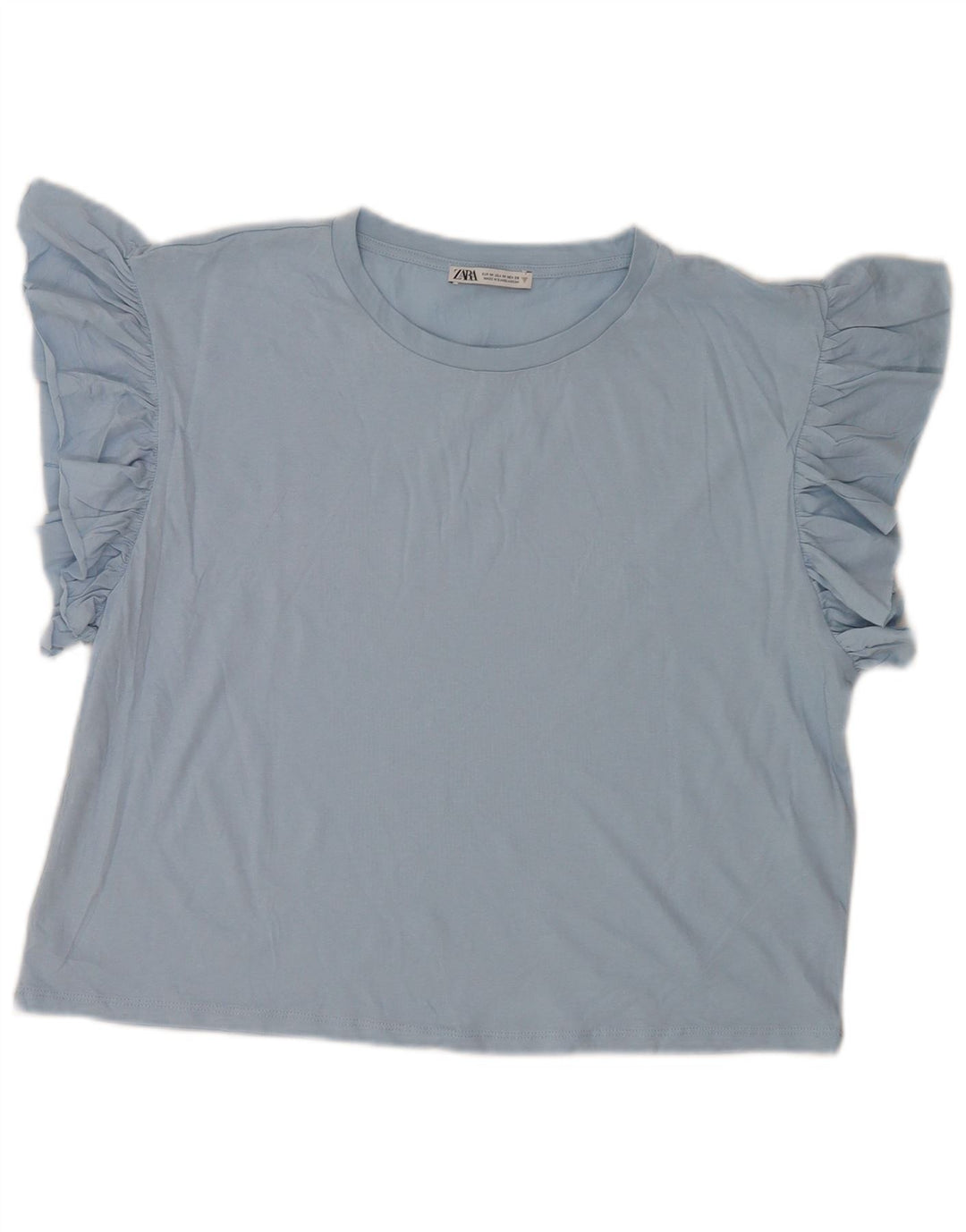 Zara Mujer Blusa Top UK 44 Algodón Azul Medio