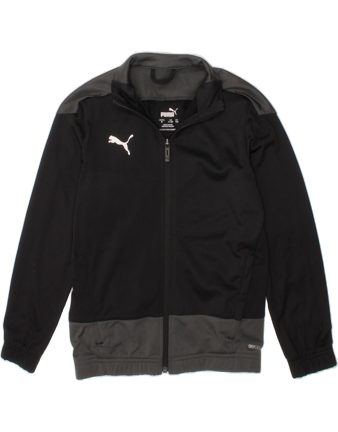 PUMA Boys Tracksuit Top Jacket 9-10 Years Black Colourblock Polyester Vintage Puma and Second-Hand Puma from Messina Hembry 