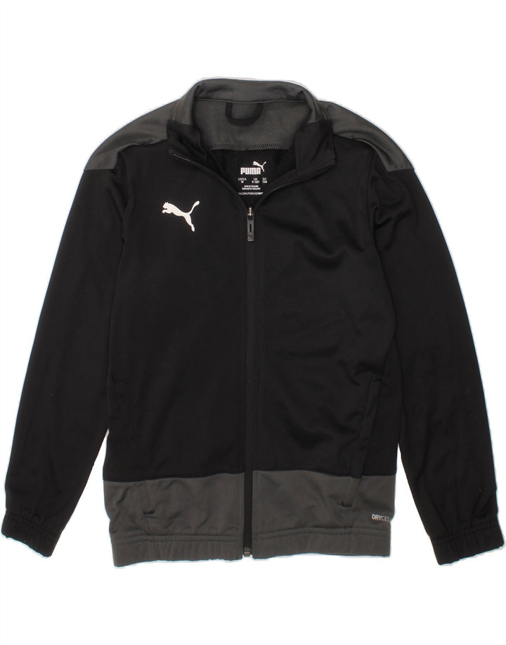 PUMA Boys Tracksuit Top Jacket 9-10 Years Black Colourblock Polyester Vintage Puma and Second-Hand Puma from Messina Hembry 