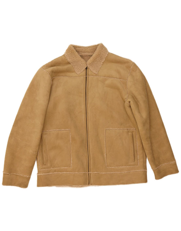 St. Bernard Chaqueta Sherpa para hombre UK 40 Grande Poliéster beige