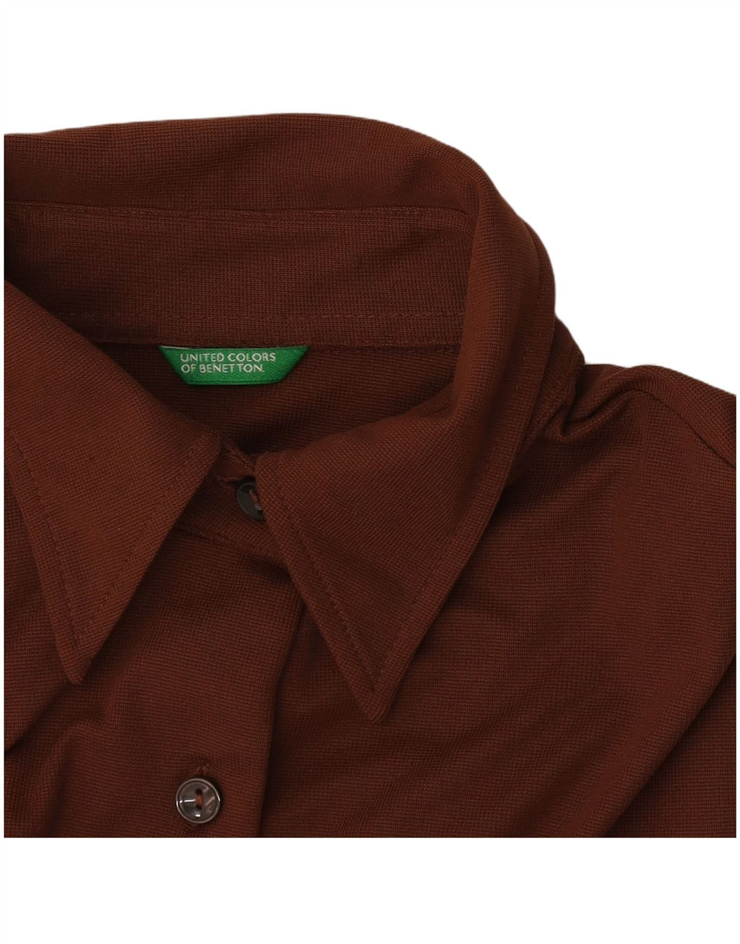 Benetton Blusa Camisera De Manga Corta Mujer ES 44 Marrón Medio Poliéster