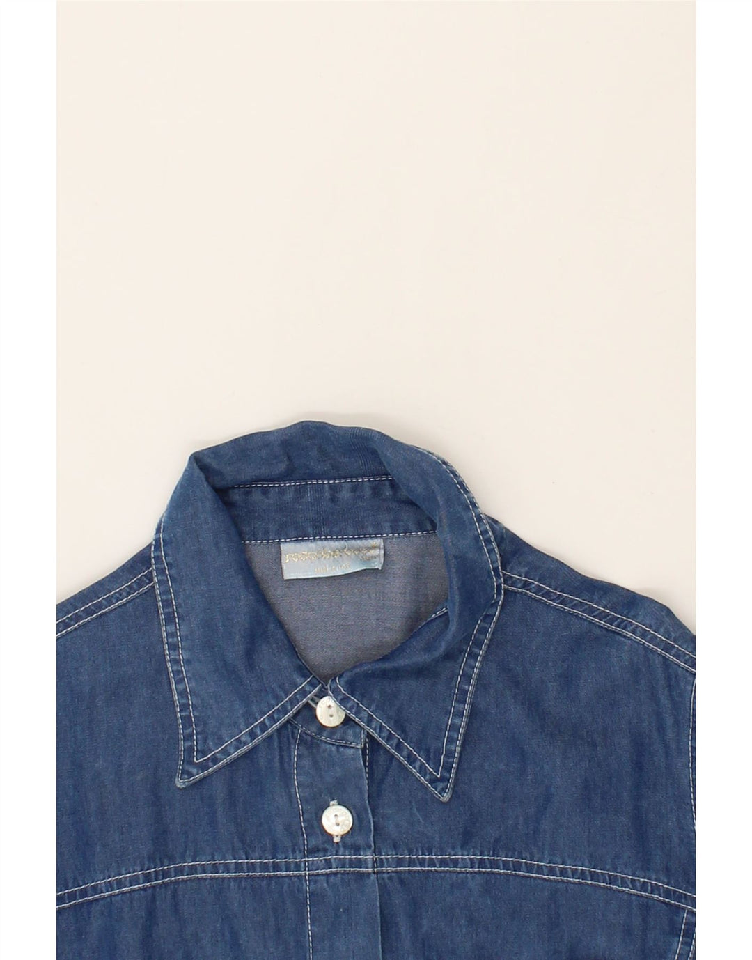 ROCCOBAROCCO Womens Denim Shirt IT 44 Medium Blue Cotton Vintage Roccobarocco and Second-Hand Roccobarocco from Messina Hembry 