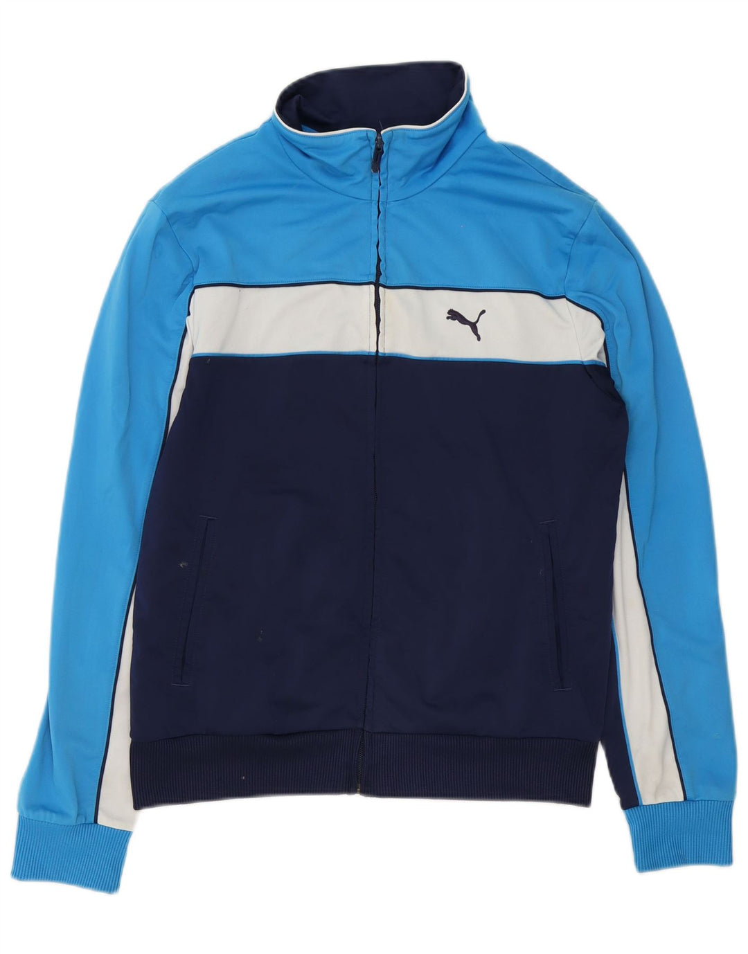 Puma Chaqueta de chándal para hombre con diseño color block en azul marino mediano