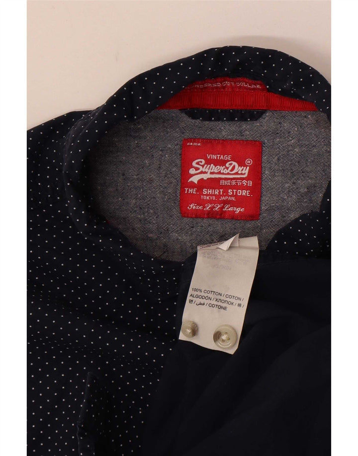 Camisa Superdry para hombre 2XL Algodón con lunares azul marino