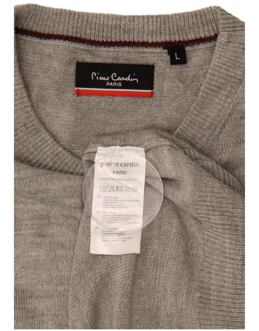 Pierre Cardin - Jersey de cuello redondo para hombre, acrílico gris grande
