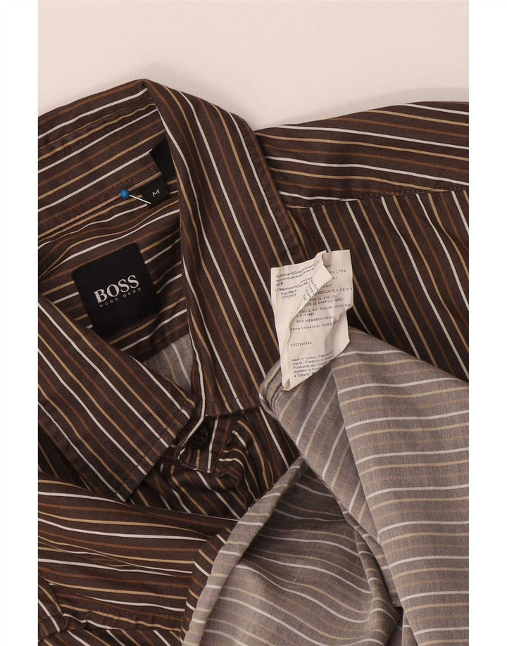 Camisas HUGO BOSS Hombre | Camisa de algodón con rayas diplomáticas marrón medio